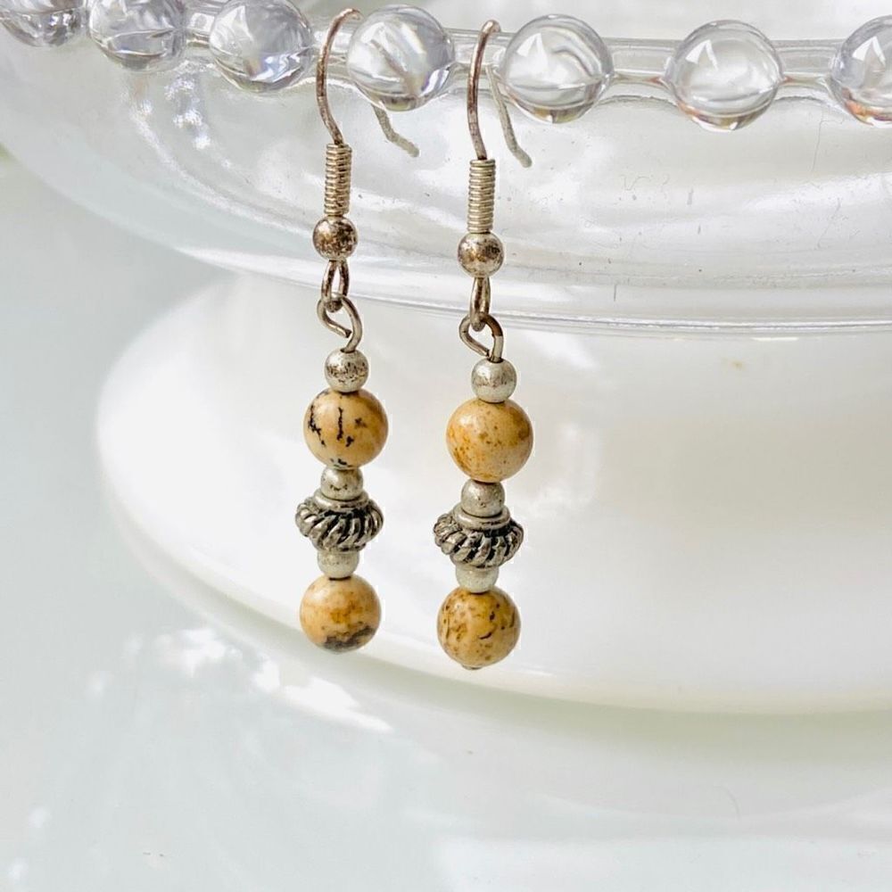 3/$15 Jasper Stone and Silver Dangle Earrings